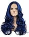 Diy-Wig Long Body Wavy Curly Blue Wig for Women Center Party No Bangs Cosplay Synthetic Hair Replacement Full Wig