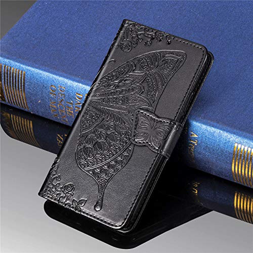 Case for iPhone Xs Max Cover,Embossing Mandala Butterfly Rose Vine Flip Folio Wallet Case PU Leather Stand Card Slots Protective Case Cover + Dust Plug Stylus for iPhone Xs Max Wallet Case,Black - Thumbnail 5