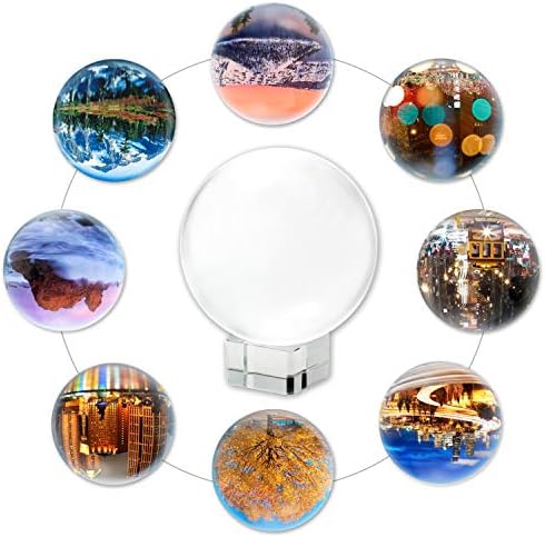ECTY Clear Crystal Ball with Crystal Stand, Art Decor K9 Crystal Prop for Divination/Wedding or Photography Decoration (100MM/3.94'')