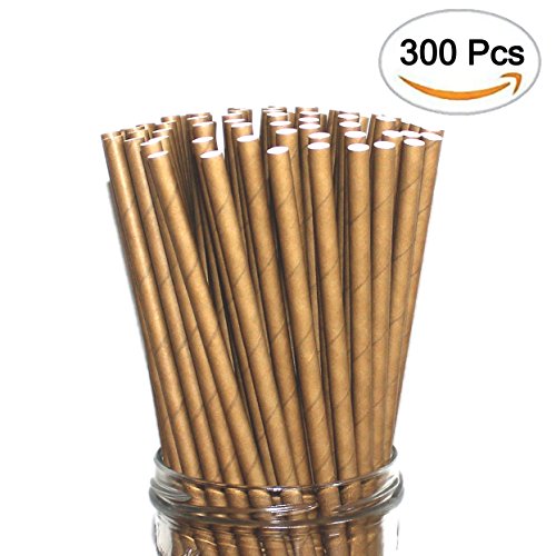 World Brand 300 Dye-Free Biodegradable PREMIUM Paper Straws, Made from Kraft