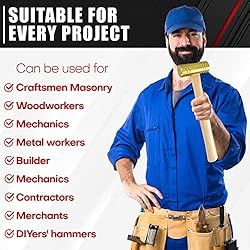 C&T 1LB Solid Brass Non-Sparking Hammer with