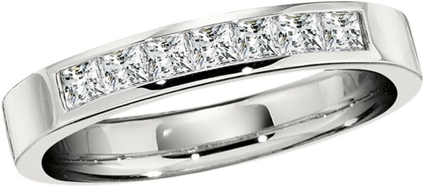 Andrew Meyer Channel Set 18K White Gold Band with 7 Princess-Cut Diamonds 0.50 tcw GH VS Quality