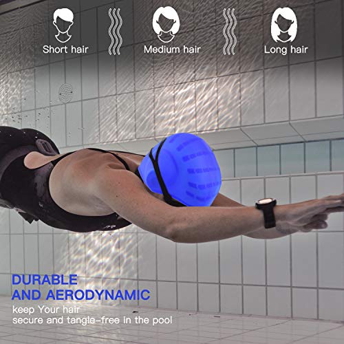 image for Yostyle Swim Cap, Silicone Swimming Caps for Long Hair - 3D Ergonomic 
