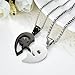 His and Her Heart Shaped Puzzle Couple Necklaces Love Heart Pendant Necklaces Women Men 2 Matching Set Necklaces Love Valentines Christmas Black & Silver