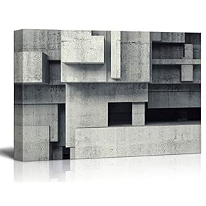 Canvas Wall Art - Abstract Geometry Grunge Concrete Pattern - Giclee Print Gallery Wrap Modern Home Art Ready to Hang - 12x18 inches