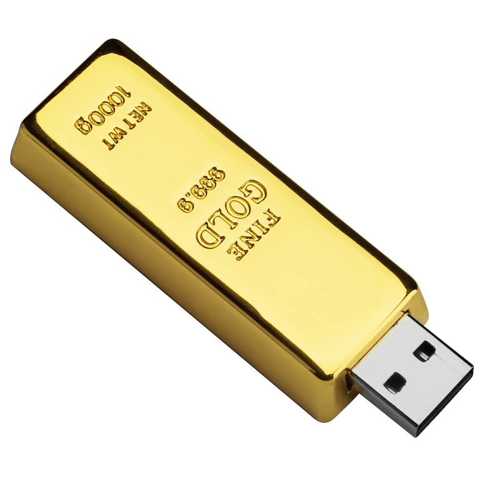 64GB USB Flash Drive Gold Bar-Shaped, BorlterClamp Funny Memory Stick Novelty USB Drive Thumb Drive