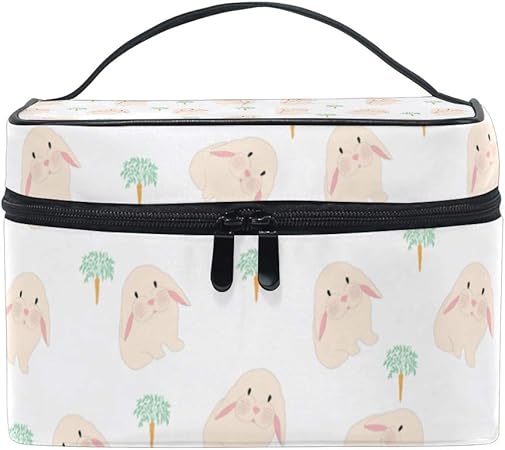 Amazon ユキオ Ukio メイクポーチ 大容量 シンプル かわいい 持ち運び 旅行 化粧ポーチ コスメバッグ 化粧品 かわいい ウサギ ニンニクイラスト レディース 収納ケース ポーチ 収納ボックス 化粧箱 メイクバッグ Ukio ユキオ 化粧ポーチ 通販