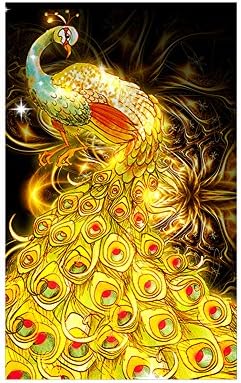 5D Diamond Embroidery Painting Gold Peacock,JoyStreet DIY Rhinestones Paintings Cross Stitch Home Decor Best Gifts (Frame Not included) 30x45CM