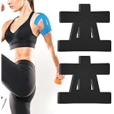 Kinesiology Tape for Shoulder, 10 PCS Waterproof & Breathable Shoulder Pain Relief Precut Kinesiology Tapes, Hypoallergenic Elastic Athletic Tape Strips for Support & Stability, Muscle Sports (Black)