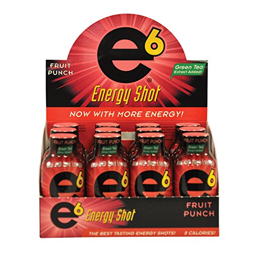 E6 Energy Shot Fruit Punch (12-2oz Bottle Pack) Sugar Free, Zero Calories - For Energy Boost, Better Focus - Best Tasting Energy Shot!