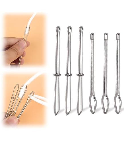 Drawstring Threader Tool Set (10pc) - Includes Metal Threaders, Plastic Cord Locks, Replacement Ropes For Hoodies, Pants, Shoes