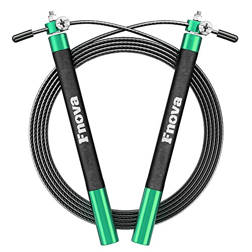 Fnova Jump Rope, Crossfit Speed Ropes Best for Double Unders, WOD, MMA, Boxing & Fitness Training, 10 ft Adjustable Cable, Comfortable Foam Handle, Bonus Carrying Bag and Replacement Parts