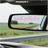 Zpana 4PCS Trust in God Car Rearview Mirror Stickers, Self Affirmations Christian Cute Vehicle Window Mirror Decal, Automotive Interior Decoration Accessories for Women Girls, Universal Fit (Pink)