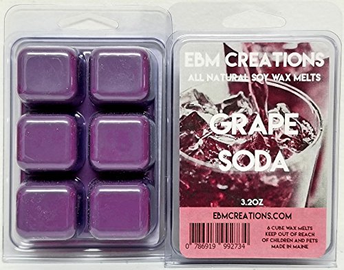 Grape Soda - Scented All Natural Soy Wax Melts - 6 Cube Clamshell 3.2oz Highly Scented!