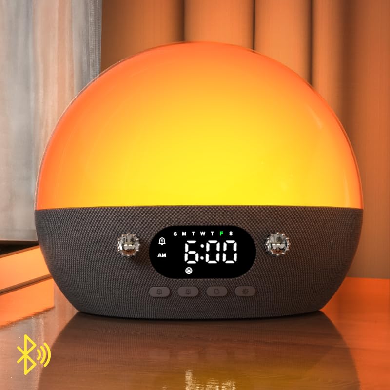 Photo 1 of MOMILLA Sunrise Alarm Clock with Bluetooth Speaker, White Noise Sound Machine for Sleep, Wake up Light Alarm Clocks for Bedrooms, Heavy Sleeper, Night Lights Sunset Lamp for Kids Adults
