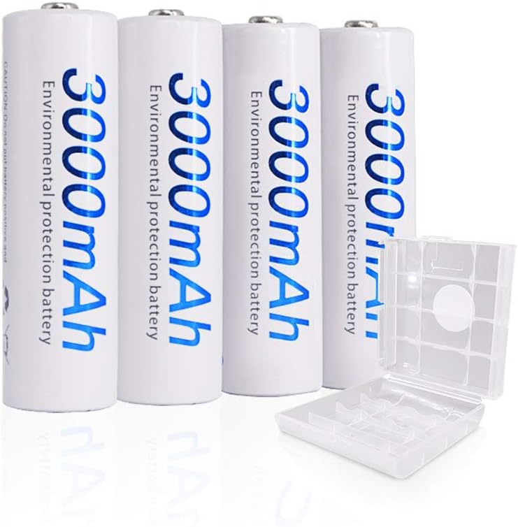 Tenberly 1.2V AA Ni-MH 3000mAh Rechargeable Battery High Capacity Double A Batteries 4 Pack
