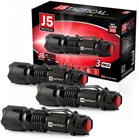 J5 Tactical V1-Pro Flashlight (3 Pack) The Original High Lumen Ultra Bright, LED 3 Mode Flashlight …