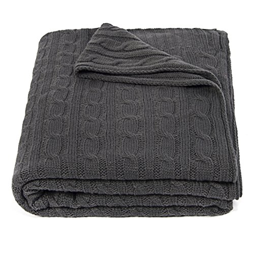 image for Cable Knit Throw Blanket, Ataya Acrylic Soft Cozy Snuggle TV Blanket,A