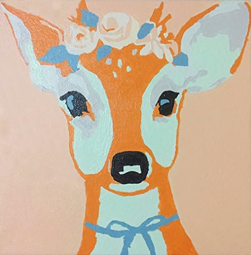 Toudorp Paint by Numbers 10 x 10 inches Wooden Famed Canvas Painting Diy Children’s Arts for Kids and Toddlers with Brushes and Acrylic Paints - Deer Princess