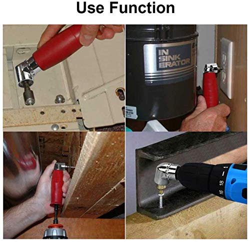 105 Degree Right Angle Extension Power Screwdriver Drill Attachment,90Â° Drill Bit Adapter,Square Hole Drill Bit with 1/4 inch Drive 6mm Hex Quick Change Magnetic Drill Bit Angled Bit Power Drill Tool