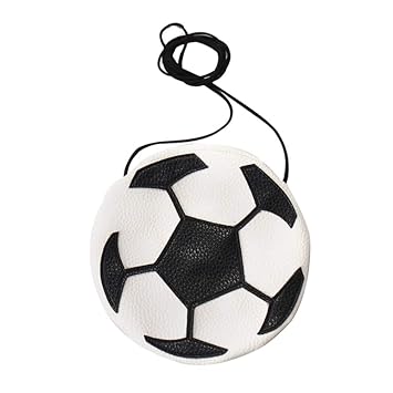 FENICAL Football Shape Crossbody Bag Shoulder Bag Small Purse Handbag Messenger Bag Football Birthday Party Gifts for Children Kids Girls Boys (White)