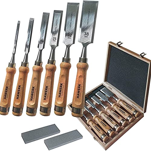 HAWERK Wood Chisel Sets Wood Carving Chisels with Premium Wooden Case