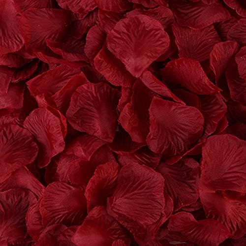 Sorive 3000 Pieces Dark Red Silk Rose Petals Artificial Flower Petals for Wedding Confetti Flower Girl Bridal Shower Hotel Home Party Valentine Day Flower Decoration ( Burgundy)