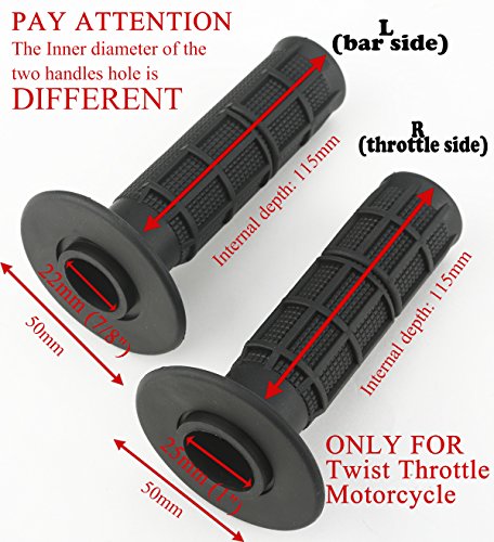 Onway Motorcycle Hand Grips for ATV Polaris Arctic Cat Suzuki Yamaha with Soft TPR Material, Black