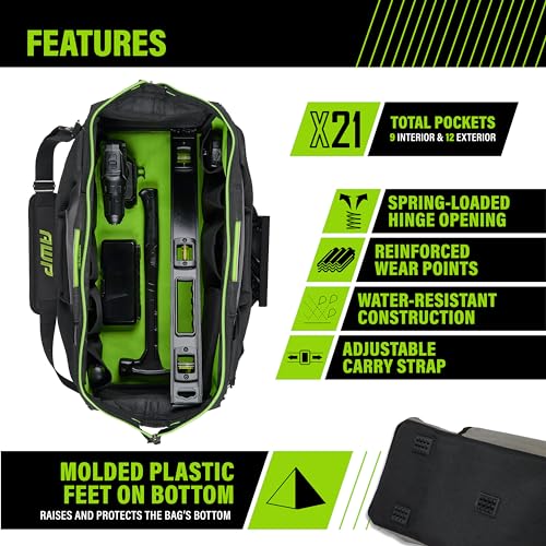 AWP TRAPJAW TOOL BAG 22 INCH | WIDE-OPEN EASY ACCESS TOOL BAG WITH MOLDED FEET BASE & ADJUSTABLE SHOULDER STRAP