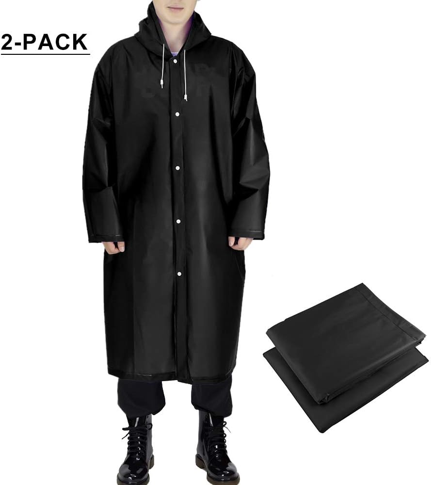 Multifunctional Reusable Rain Poncho, Portable Waterproof EVA Material Resistant Unisex Raincoat with Drawstring hood and Sleeves for Travel Festivals Theme Parks and Outdoors