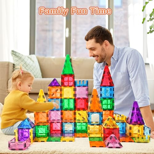vatenick Magnetic Building Blocks Set 100PCS 3D Magnetic Blocks Tough Building Tiles Stem Toys Kids Christmas Birthday Gifts for Kids Ages 3 4 5 6 7 8 Year Old