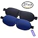 Eye Mask 2 Pack Eyeshade for Sleeping 3D Contoured Shape Lightweight & Comfortable Good Night Eye Masks for Women, Men, for Travel, Nap, Shift Work (Black & Blue)