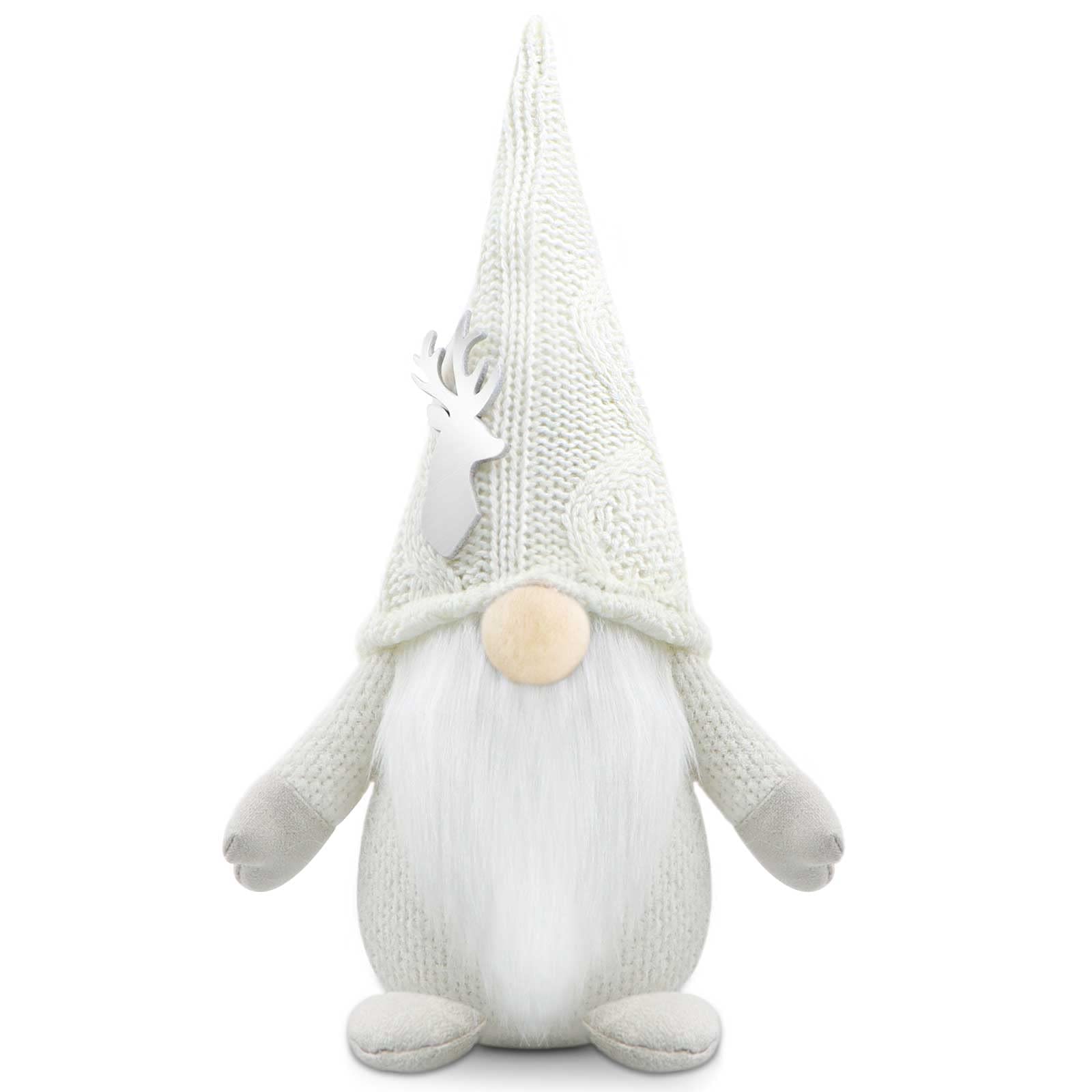 Gehydy Christmas Gonk Decorations Handmade Gnomes Holiday Figurines Scandinavian Tomte Xmas Decor for Home Kitchen Farmhouse - White