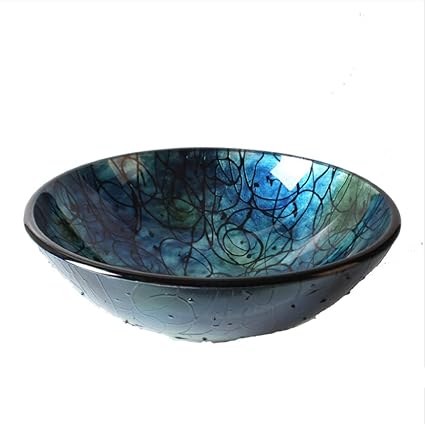 Bathroom Sink Artistic Tempered Glass Vessel Sink Above Counter