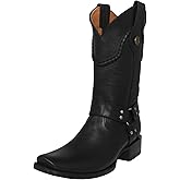 Texas Legacy Mens Rider Black Motorcycle Western Boots Leather Harness Square Toe
