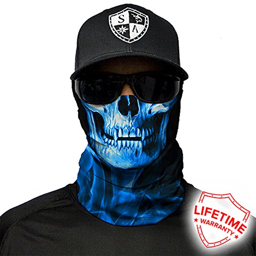 SA Company Face Mask Shield Protective Balaclava Bandana Microfiber Tube Neck Warmer (Blue Crow Skull)