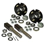 Rigid Hitch Pair of 4-Bolt on 4 Inch Hub Assembly (AKSQ-200044) Includes (2) Square Shaft 1 Inch Straight Spindles & Bearings