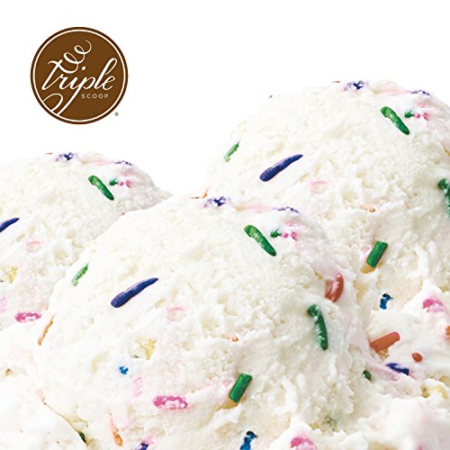 Triple Scoop Premium Ice Cream Mix, Cake Batter with Sprinkles, starter for use with home ice cream maker, no artificial flavors, ready in under 30 mins, makes 2 qts (1 15oz box)