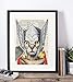 Thor Cat Super Hero Vintage Upcycled Dictionary Art Print 8x10 inches, Unframed