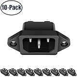 10 Pack AC 250V 10A IEC 320 C14 Panel Mount Plug Adapter Power Connector Socket Black Screw Mount 3 Pins Inlet Power Plug Soc