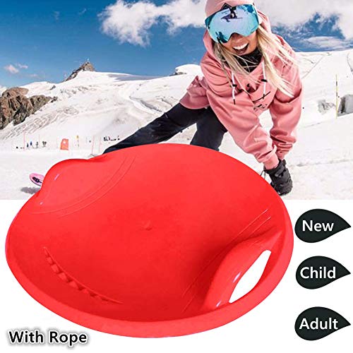 HLovebuy Sleigh Snow Sled, Children's Snow Saucer Sleds Tube Skiing Tools, Plastic Toboggan Snow Sled with Pull Rope for Kids Adult Grass Skiing/Sand Boarding/Skiing