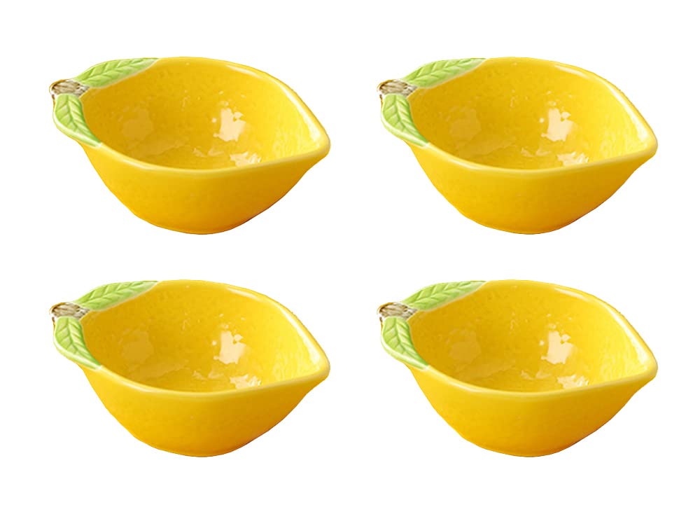Photo 1 of Mozacona 4pcs Ceramic Appetizer Plates Lemon Shape Side Dishes Seasoning Plates