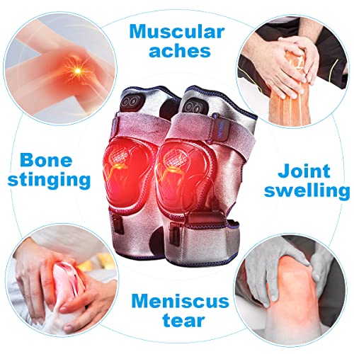 Knee Massager with Heat for Joint Pain Relief, Goldmill Vibration Knee Brace Wrap Rechargeable