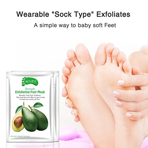 LtrottedJ Avocado Remove Dead Skin Foot Mask,Peeling Cuticles Heel Feet Care Anti Aging
