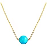 18K Gold Plated Ball Bead Pendant Necklaces for Women Opal Bead Necklaces for Women Mom Birthday