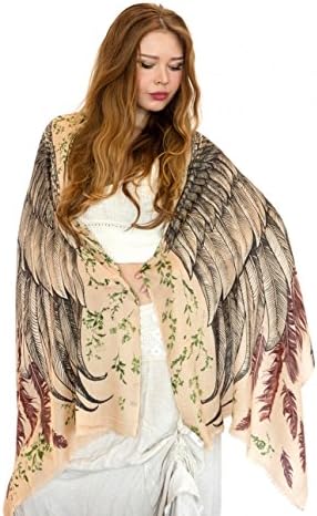 Pure Silk Bohemian Wings Scarf, Summer Wrap, Beach Shawl