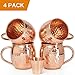 Willow & Everett Set of 4 Moscow Mule Copper Mugs with Shot Glass - 16oz Solid Hammered Cups for Moscow Mules