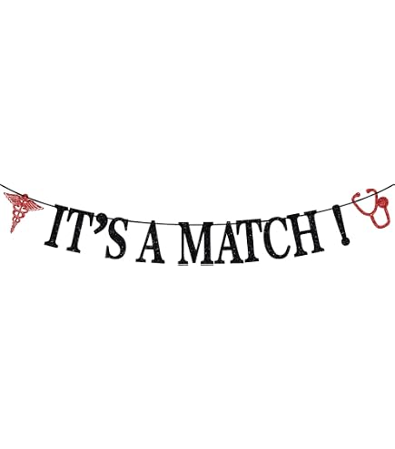 Happy Match Day Banner – Glitzer-Wimpelkette Für Medizin-Abschlussfeier, Roségold
