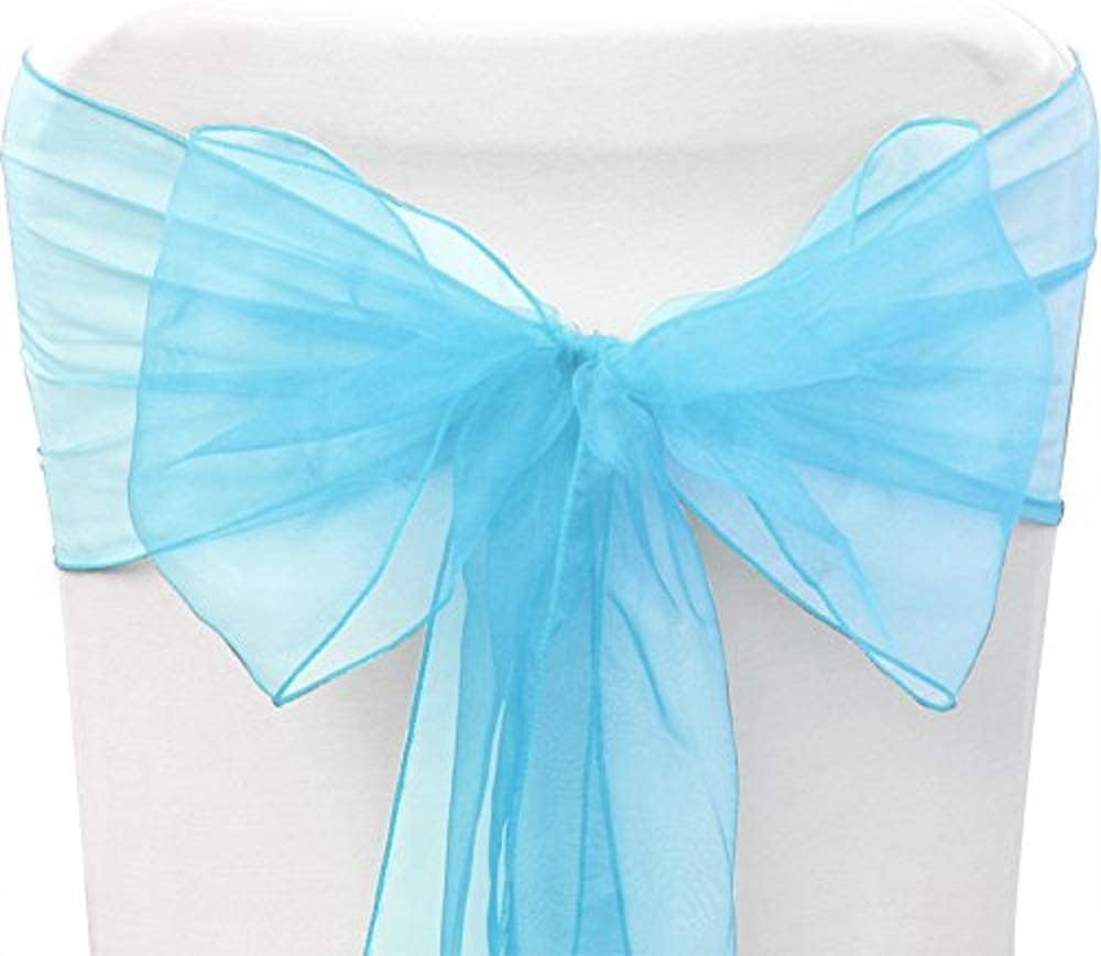 SARVAM FASHION Elegant Organza Chair Sashes Sheer Fabric Sashes for Weddings, Parties, and Special Events – (Pack of 10 Pieces, Sky Blue)