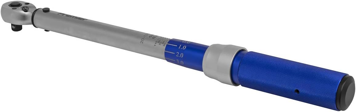 Sealey 3/8"Sq Drive Torque Wrench Micrometer Style 20-120Nm - Calibrated - STW903, Chrome